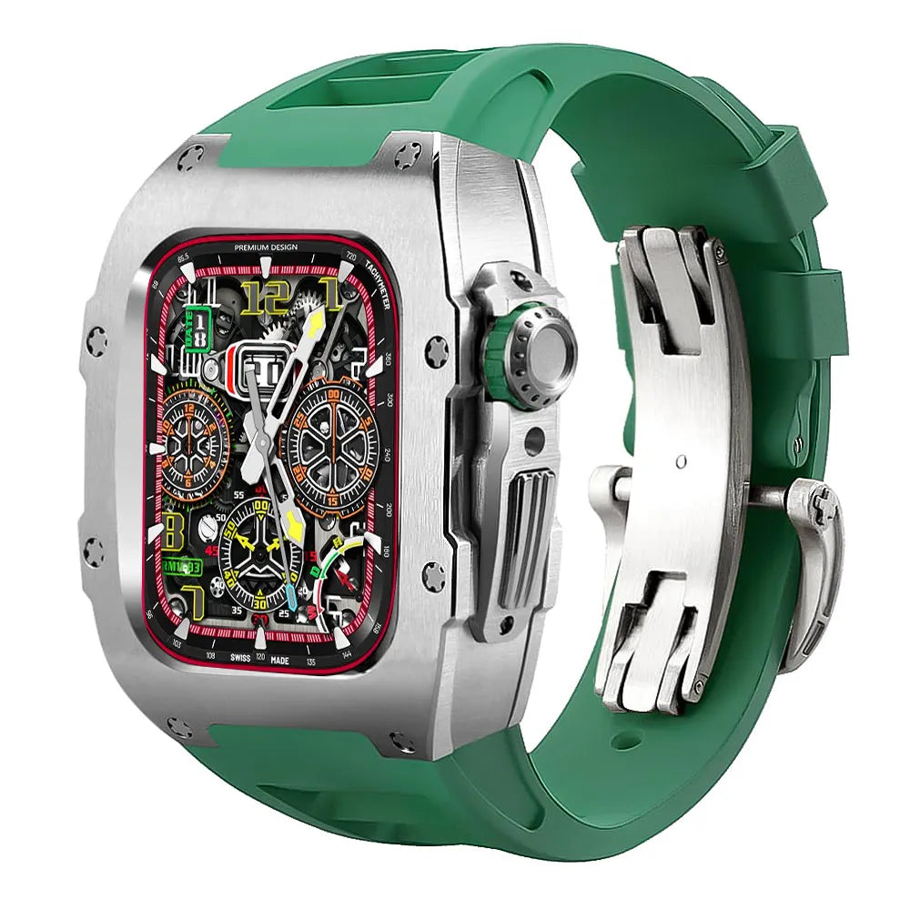 Stainless Steel Apple Watch Case Retrofit Kit - green#color_green
