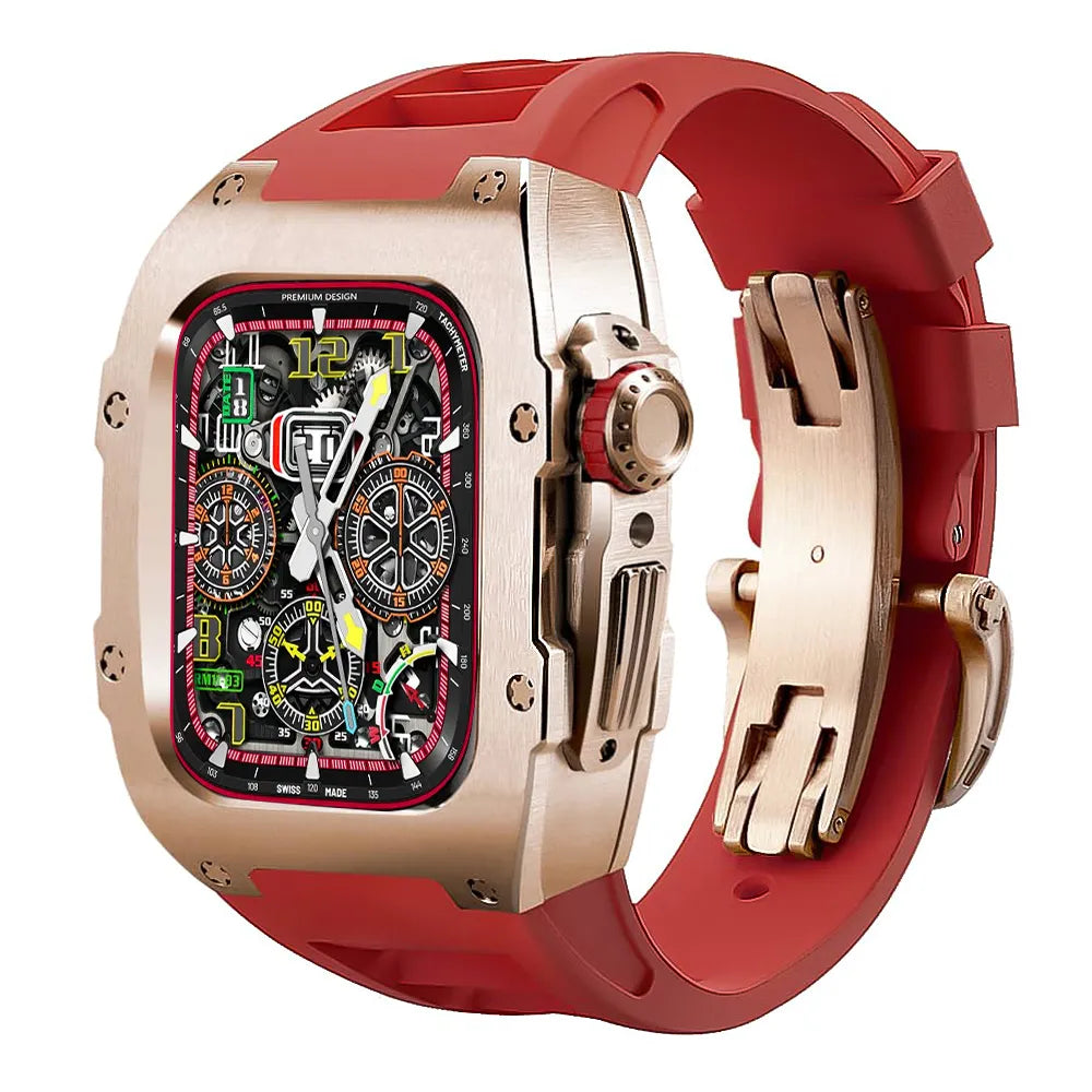 Stainless Steel Apple Watch Case Retrofit Kit - red#color_red