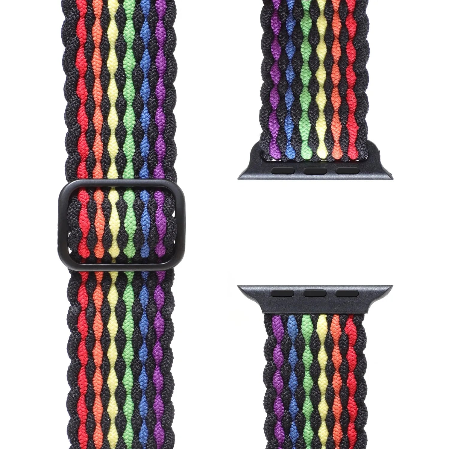 Adjustable Apple Watch Braided Loop#color_black rainbow