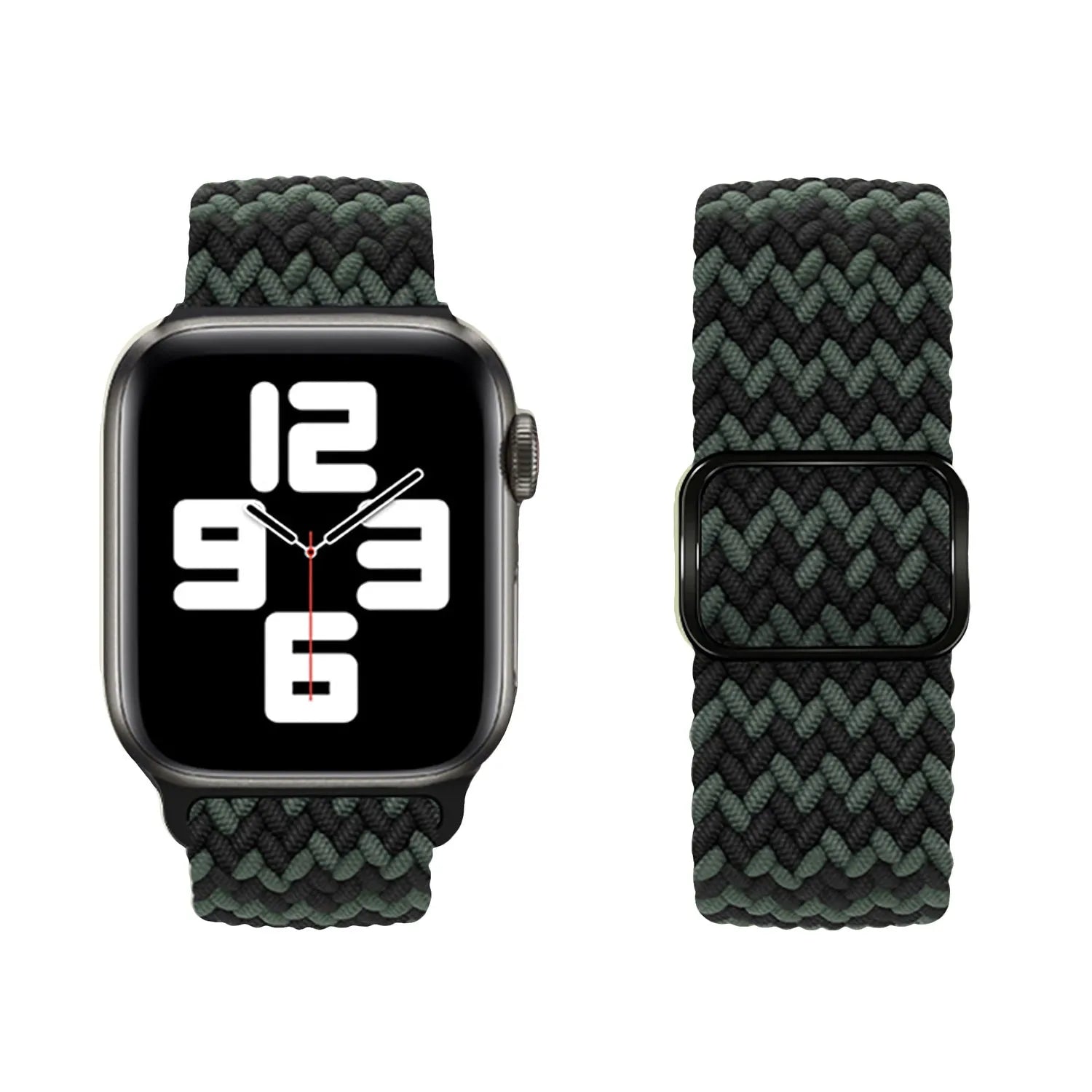 Adjustable Apple Watch Braided Loop#color_black/green
