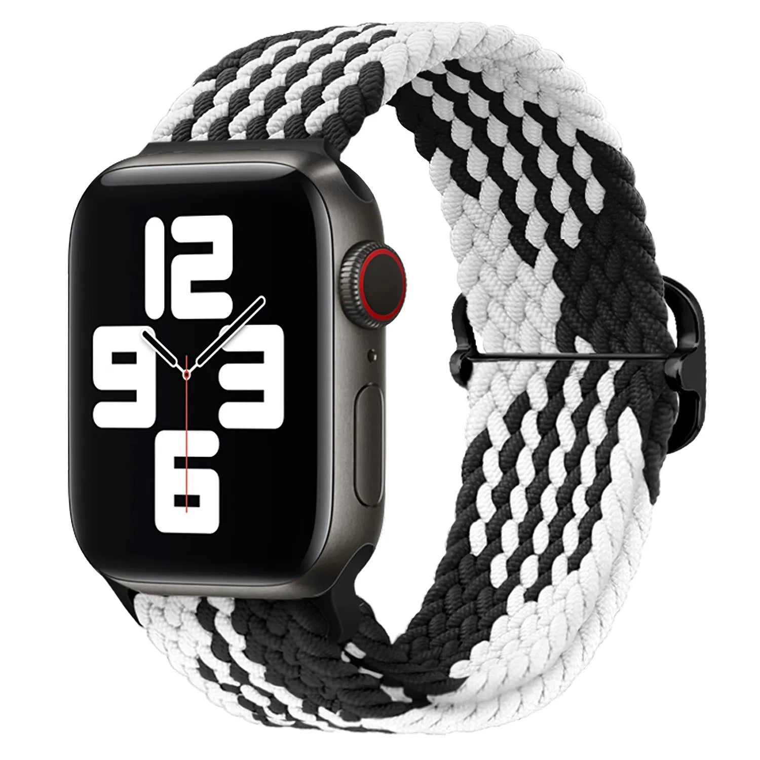 Adjustable Apple Watch Braided Loop#color_black/white
