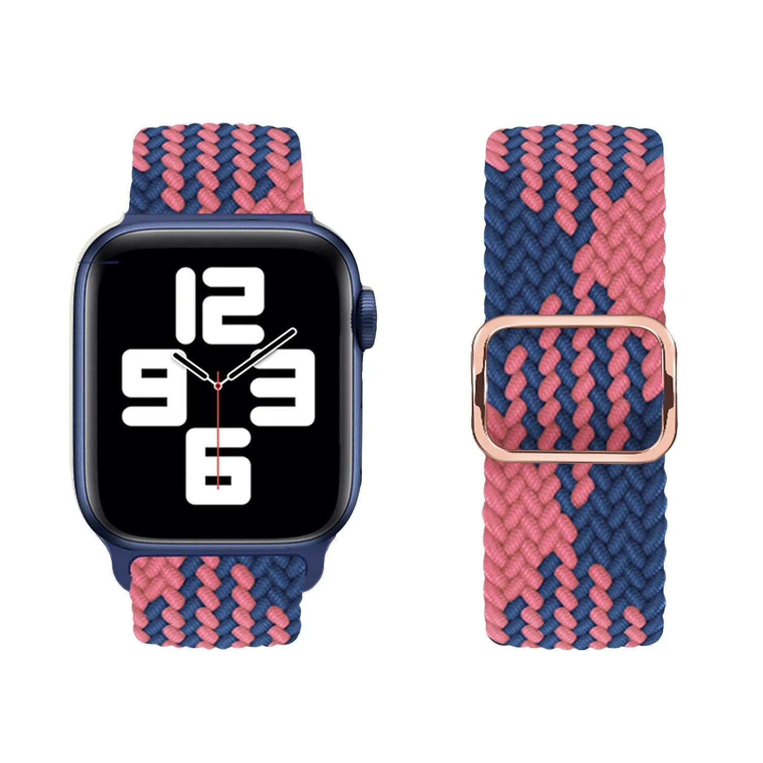 Adjustable Apple Watch Braided Loop#color_blue/pink