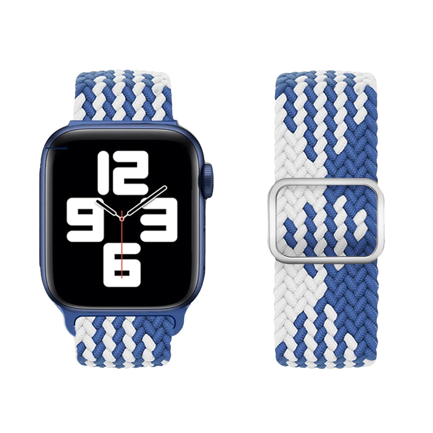 Adjustable Apple Watch Braided Loop#color_blue/white