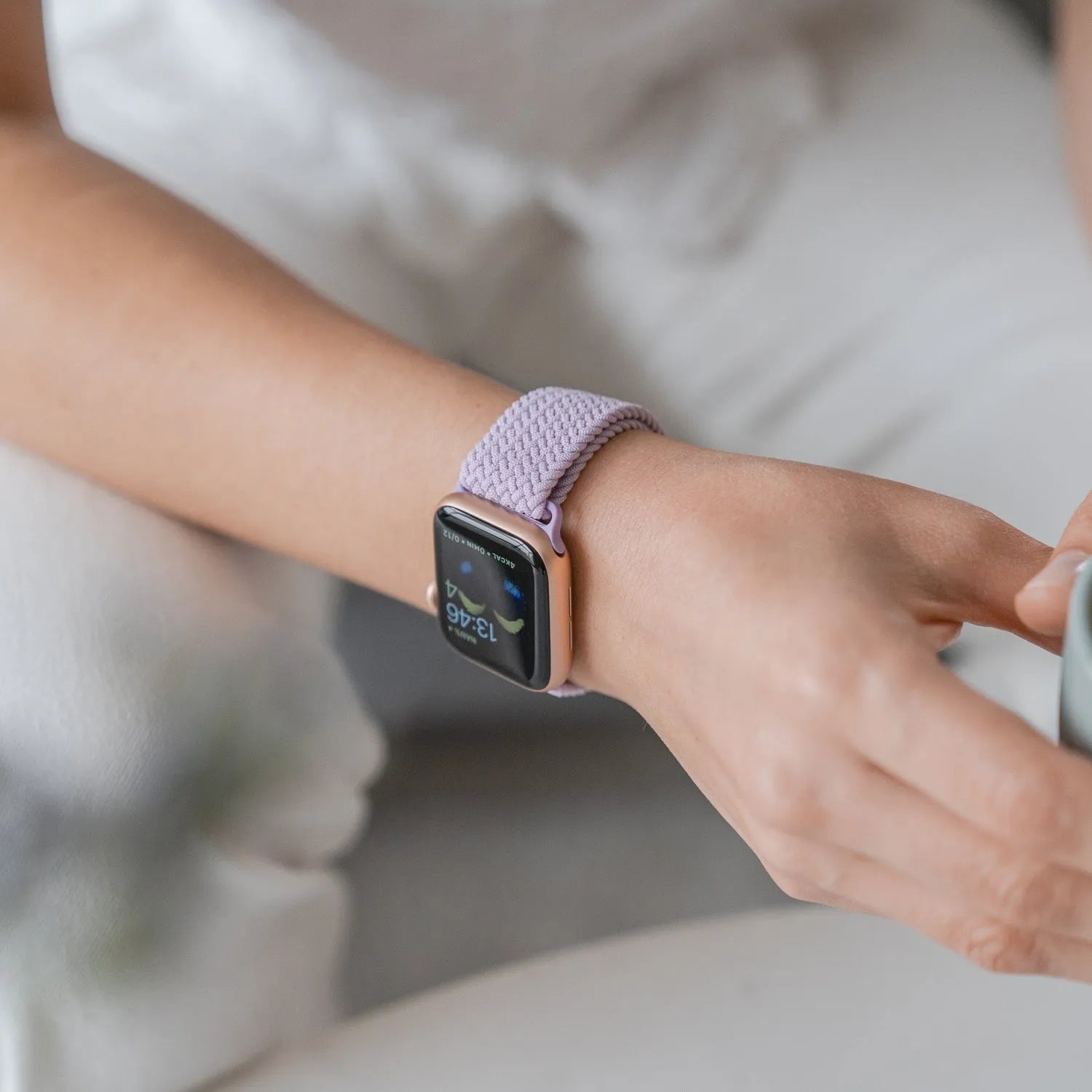 Adjustable Apple Watch Braided Loop#color_light purple