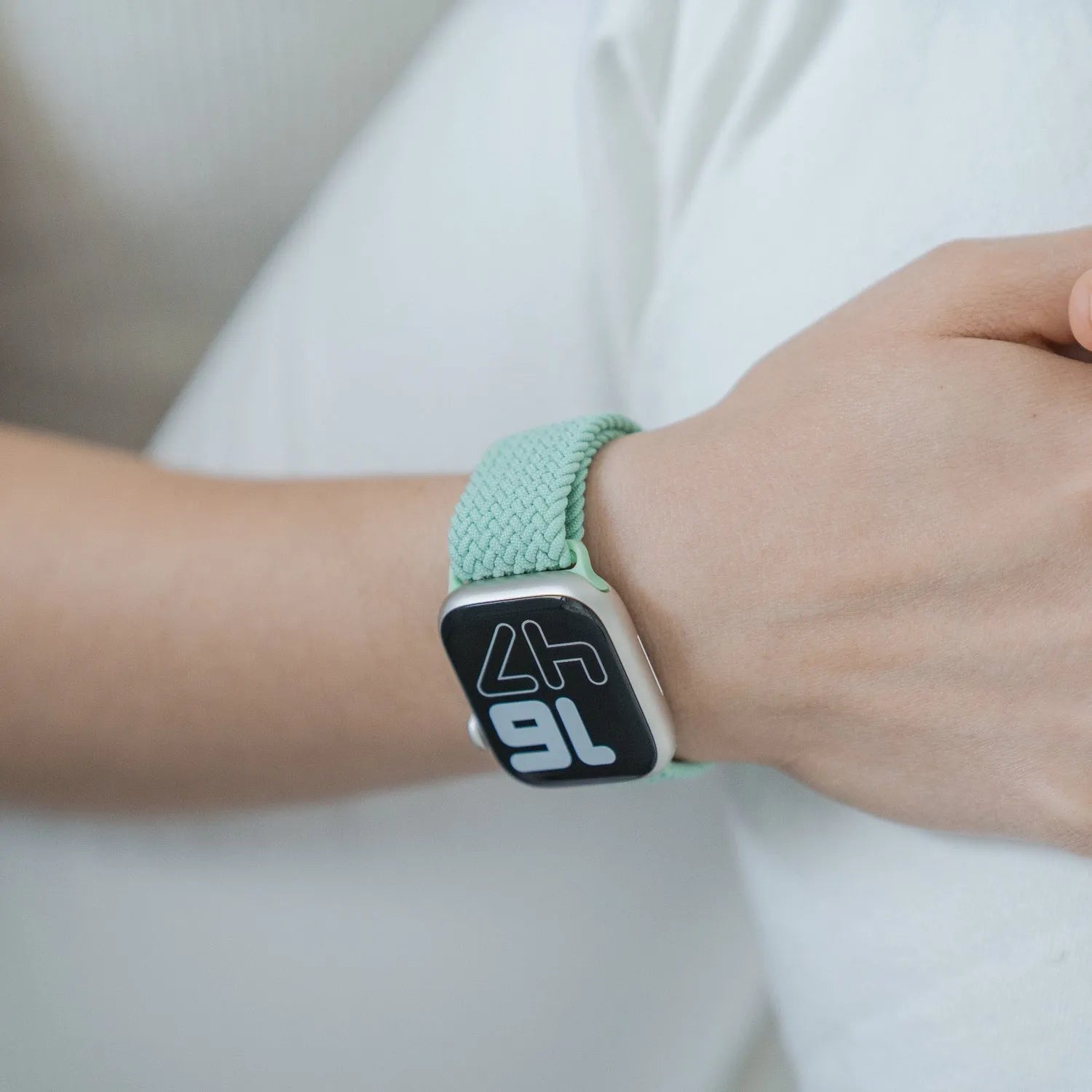 Adjustable Apple Watch Braided Loop#color_mint green