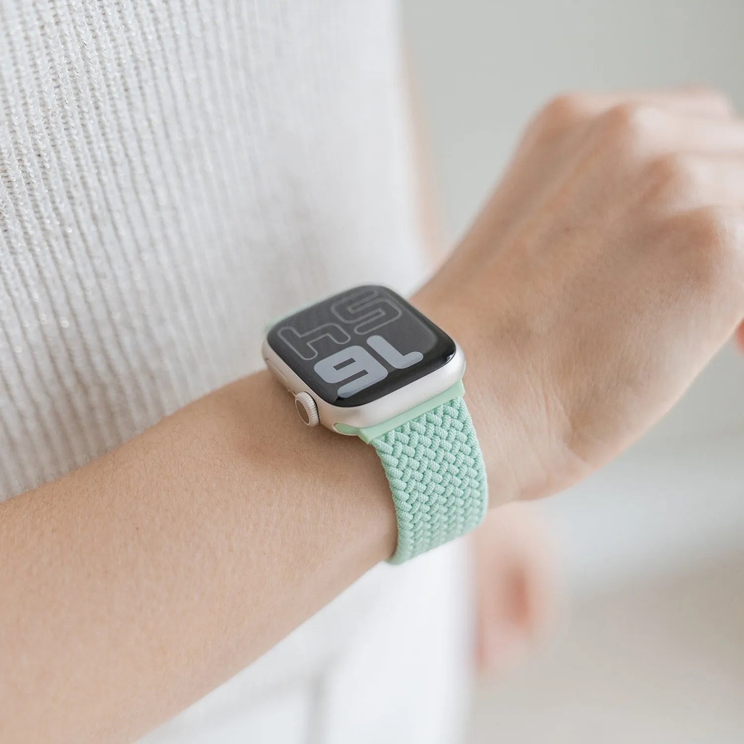 Adjustable Apple Watch Braided Loop#color_mint green