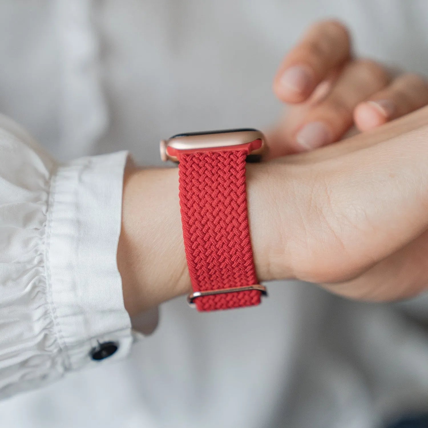 Adjustable Apple Watch Braided Loop#color_red