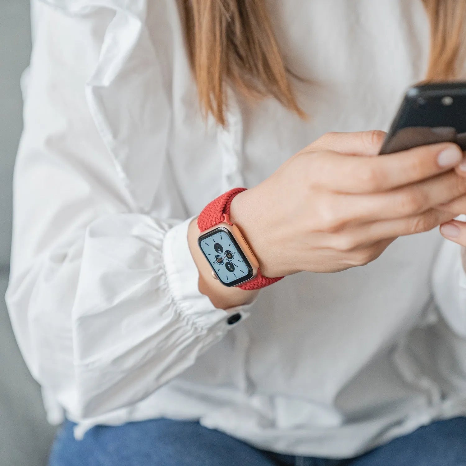 Adjustable Apple Watch Braided Loop#color_red