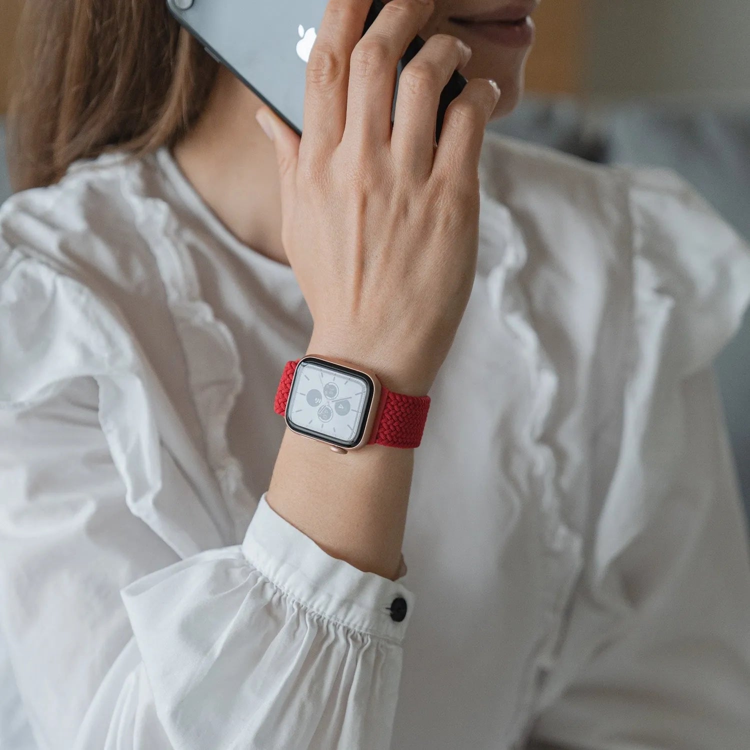 Adjustable Apple Watch Braided Loop#color_red