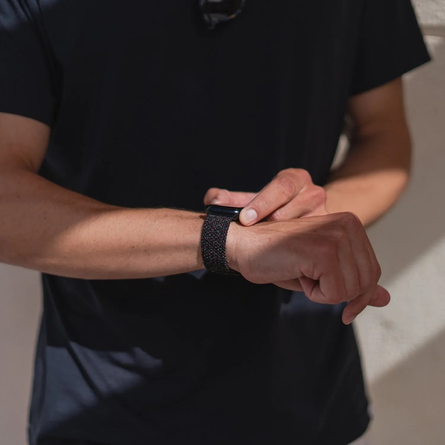 Adjustable Apple Watch Braided Loop#color_star black