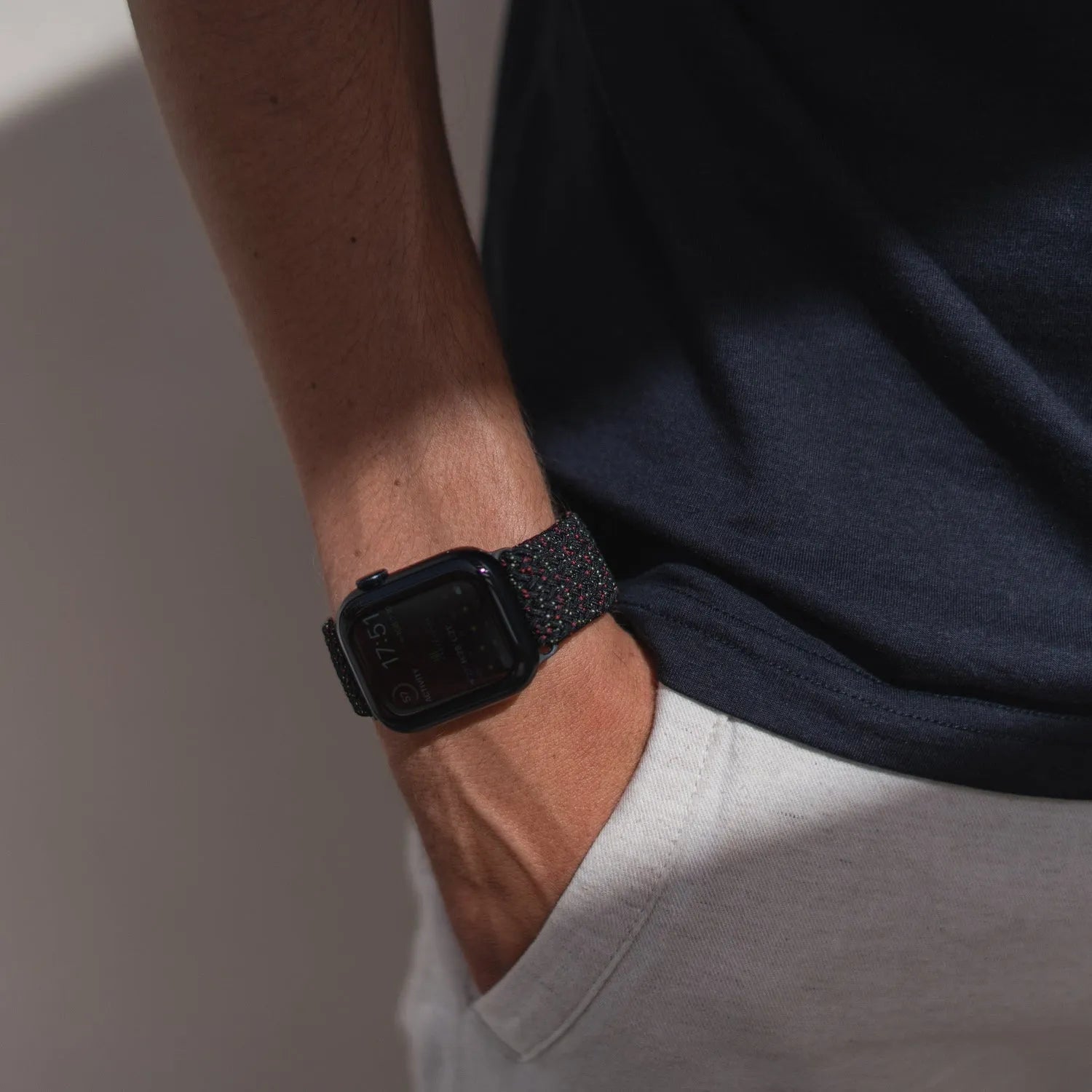 Adjustable Apple Watch Braided Loop#color_star black