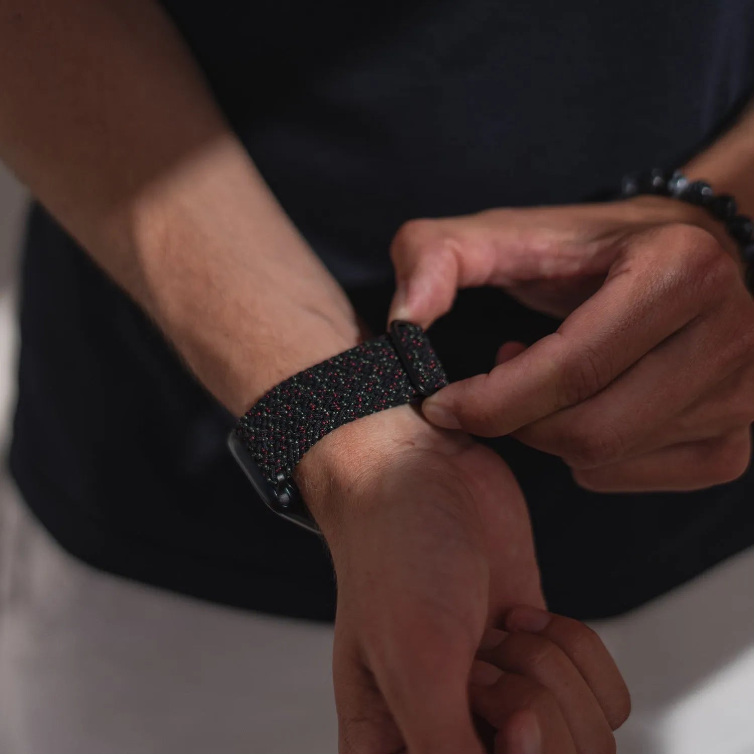 Adjustable Apple Watch Braided Loop#color_star black