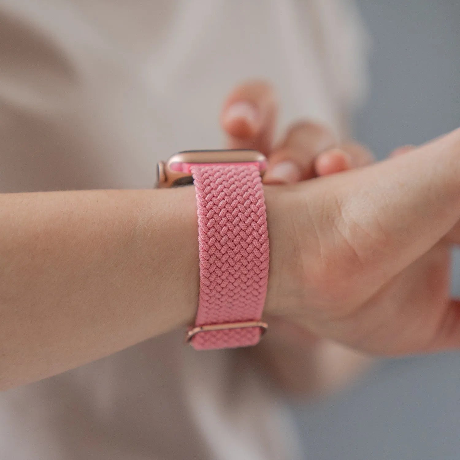 Adjustable Apple Watch Braided Loop#color_watermelon red