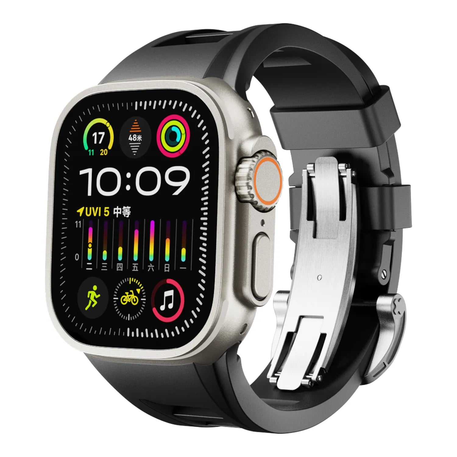 Apple Watch Ultra silicone band#color_black / silver