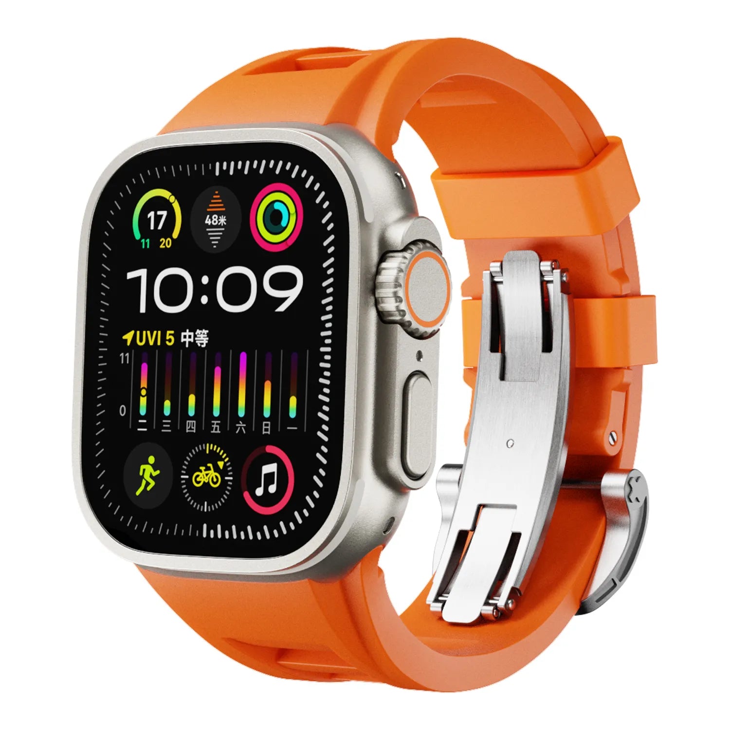 Apple Watch Ultra silicone band#color_orange / silver
