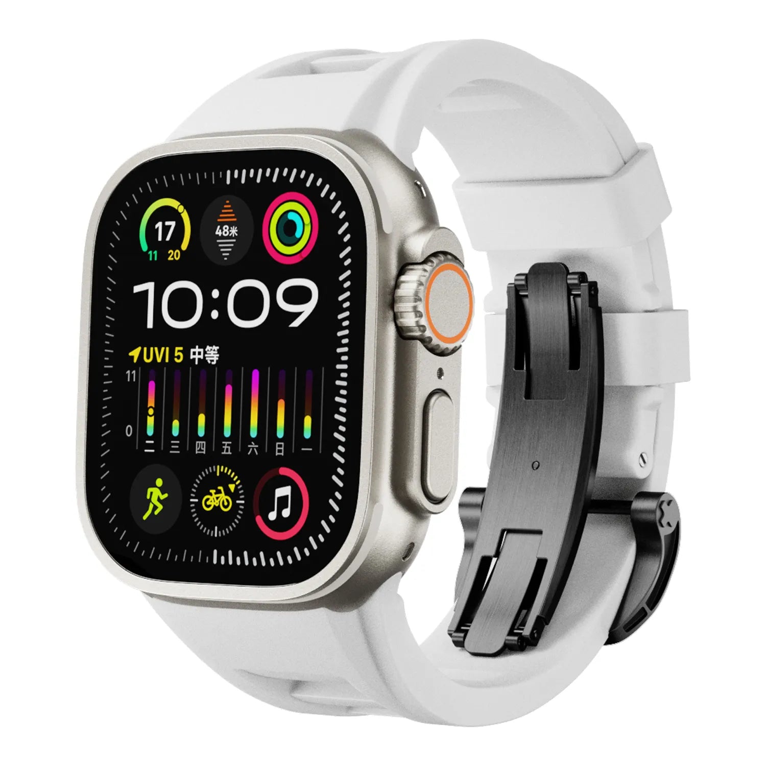 Apple Watch Ultra silicone band#color_white / black