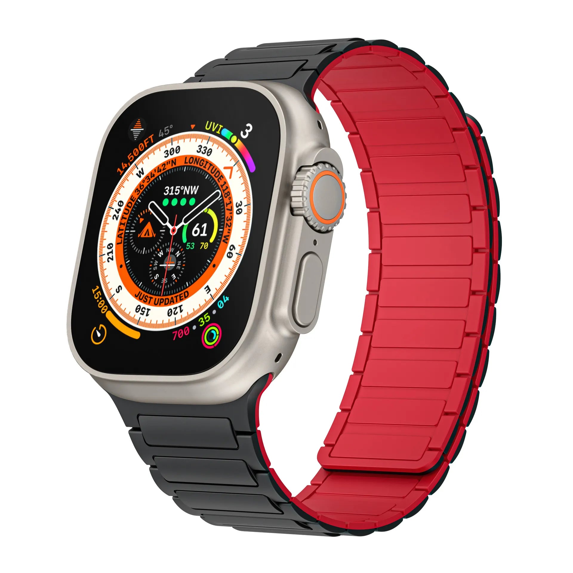 Apple Watch silicone strap#color_black/red