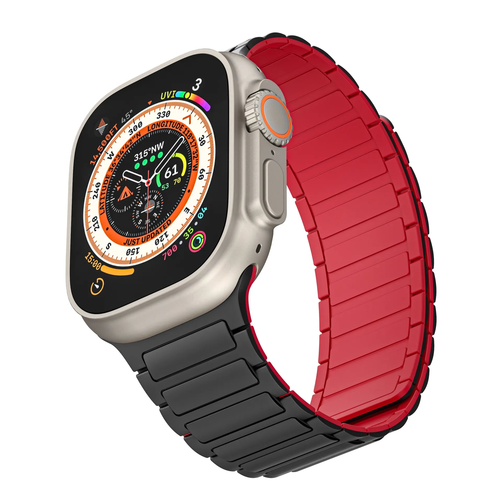 Apple Watch silicone strap#color_black red