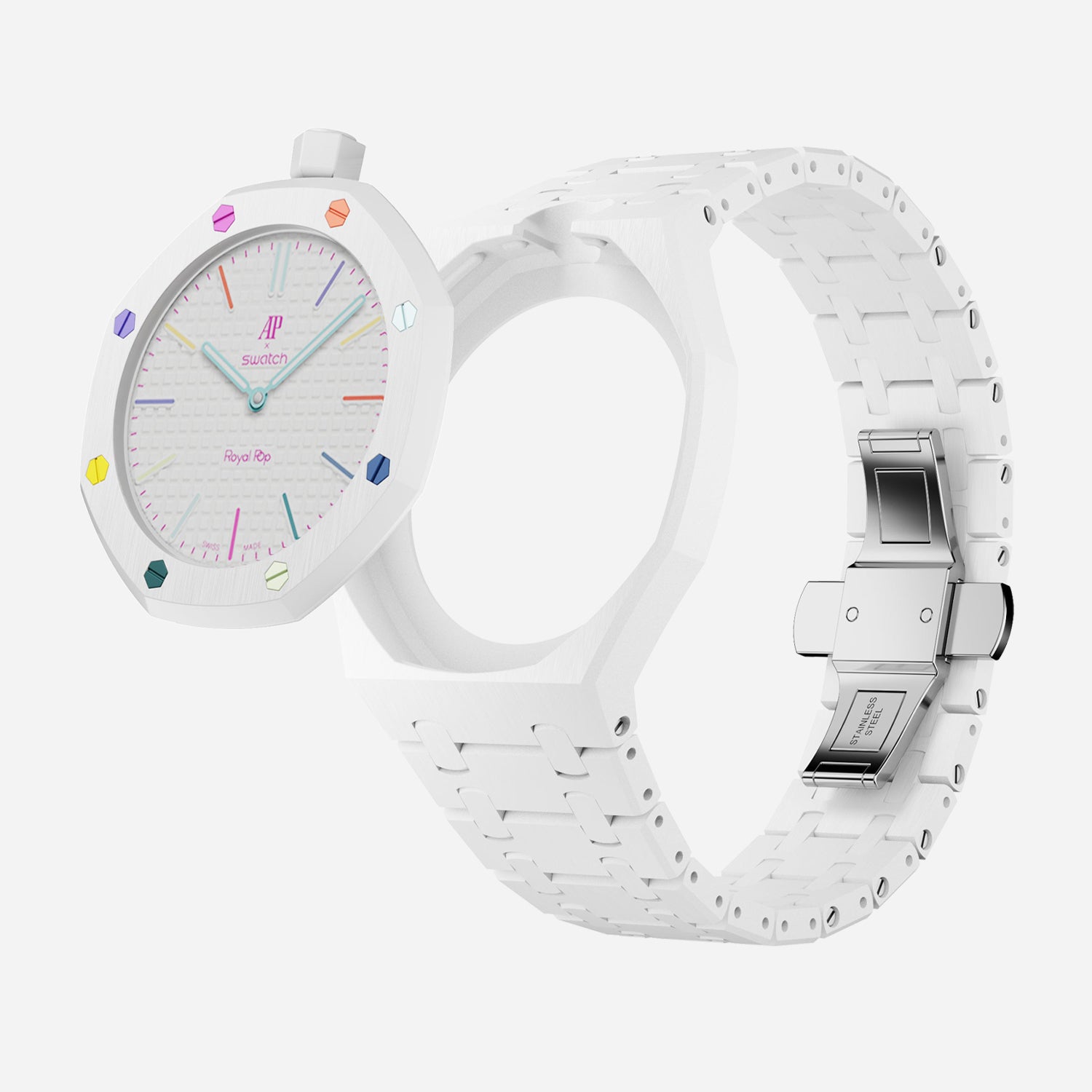 Bioceramic Strap & Case for AP x Swatch Royal Pop HUIT BLANC