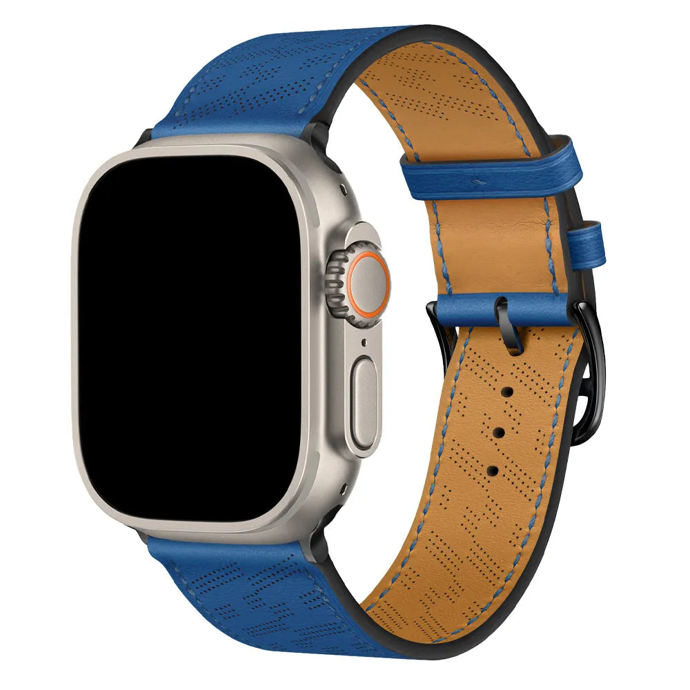 breathable Apple Watch leather band#color_blue