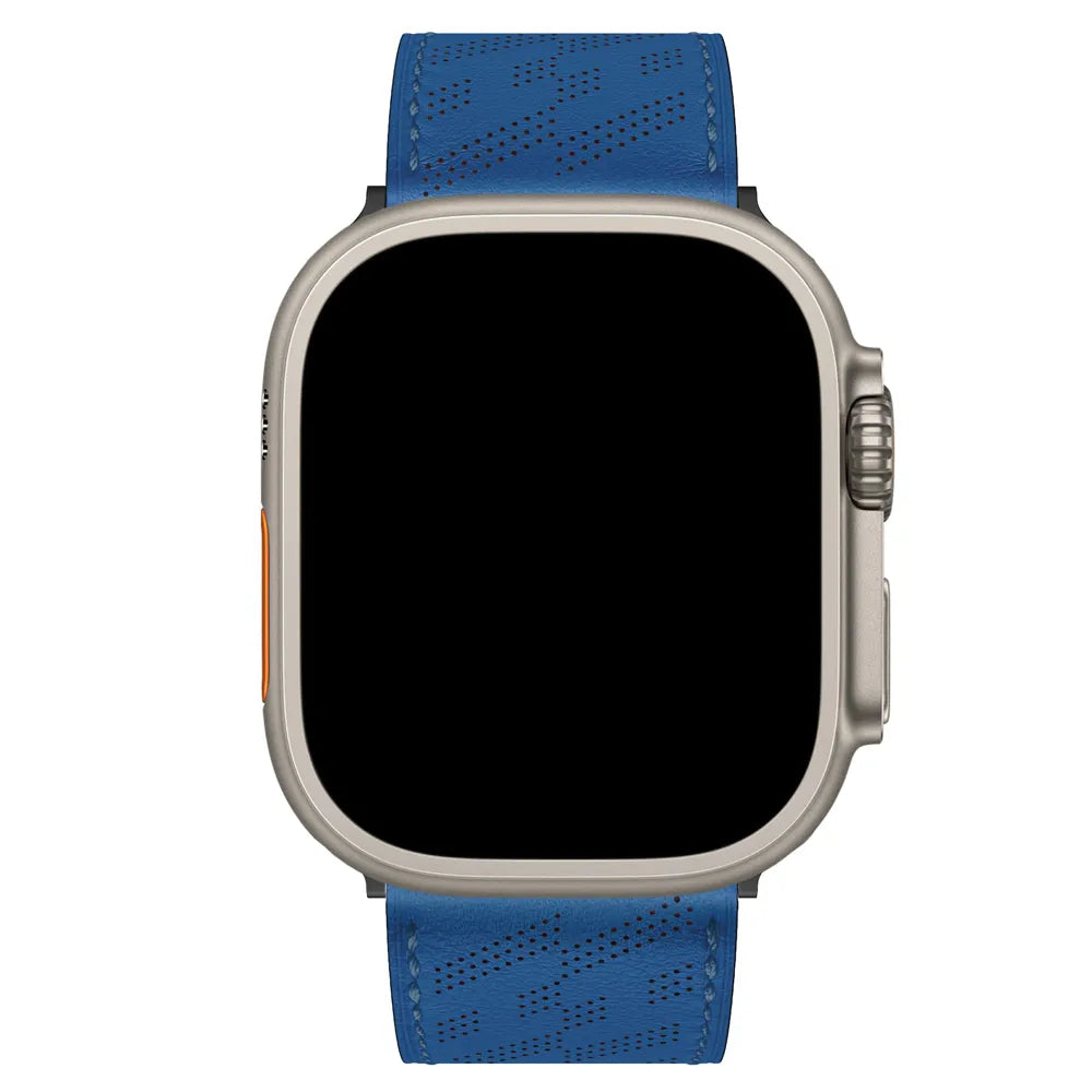 breathable Apple Watch leather band#color_blue