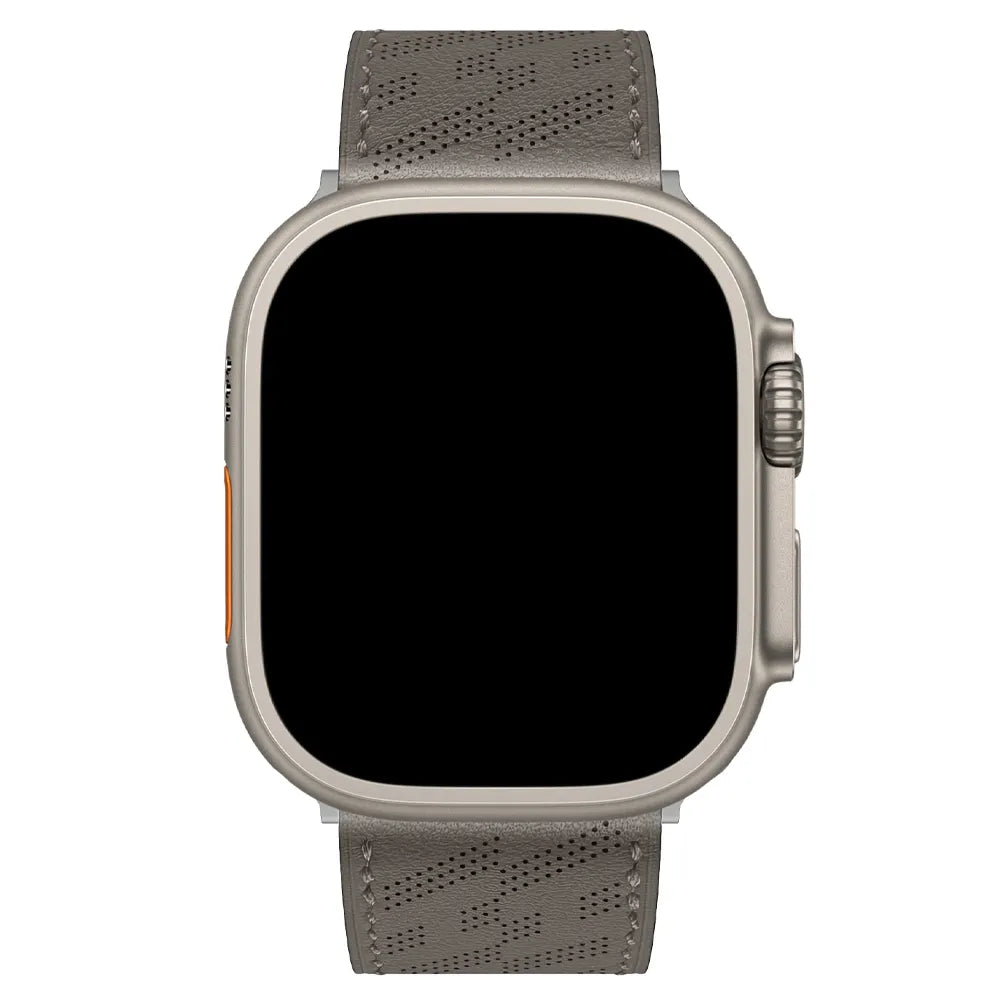 breathable Apple Watch leather band#color_gray