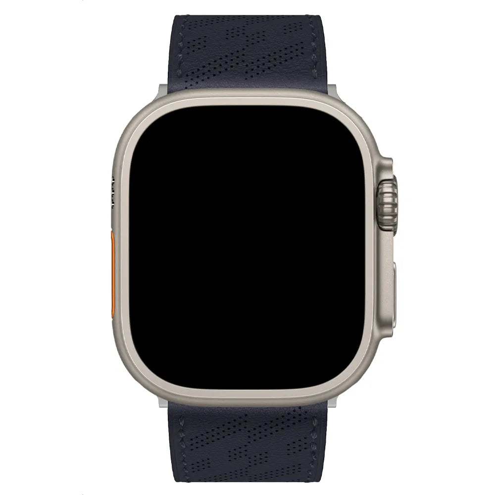 breathable Apple Watch leather band#color_midnight