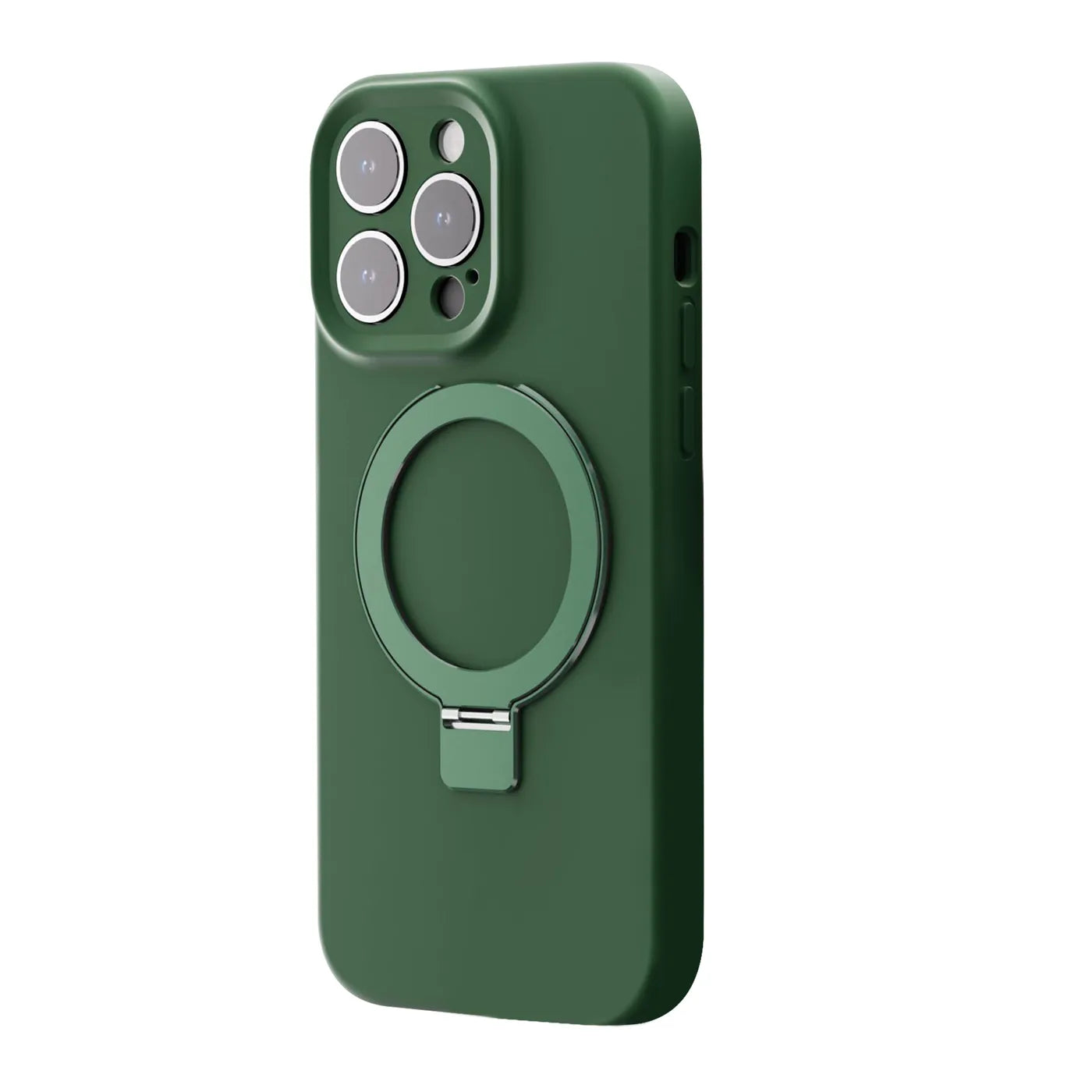 iPhone 14 Pro silicone case with Stand - alpine green