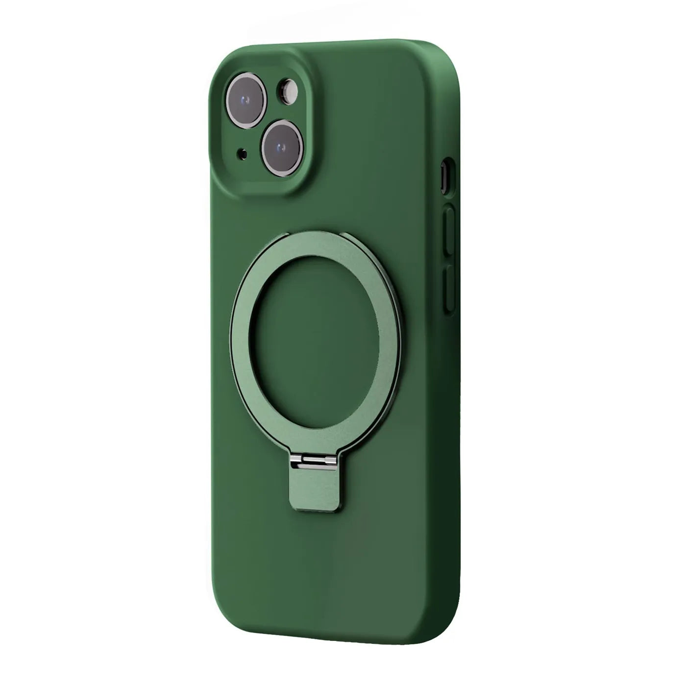 iPhone 15 silicone case with stand - alpine green