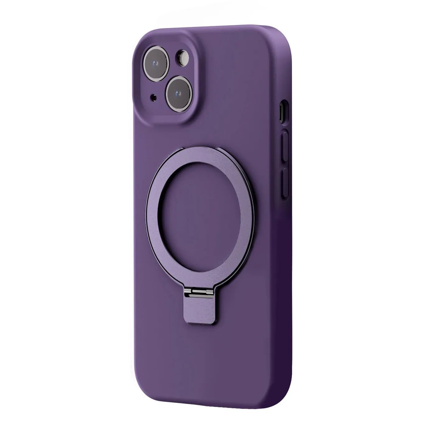 iPhone 15 silicone case with stand - deep purple