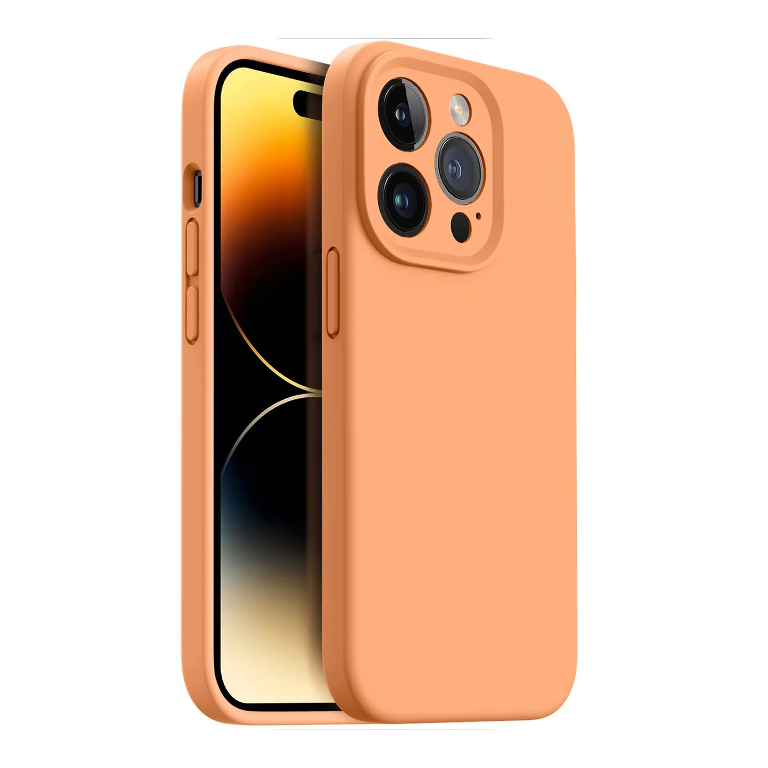 SILICONE CASE CAMARA CERRADA PARA IPHONE 14 PRO - ALMENDRA FUNDAS