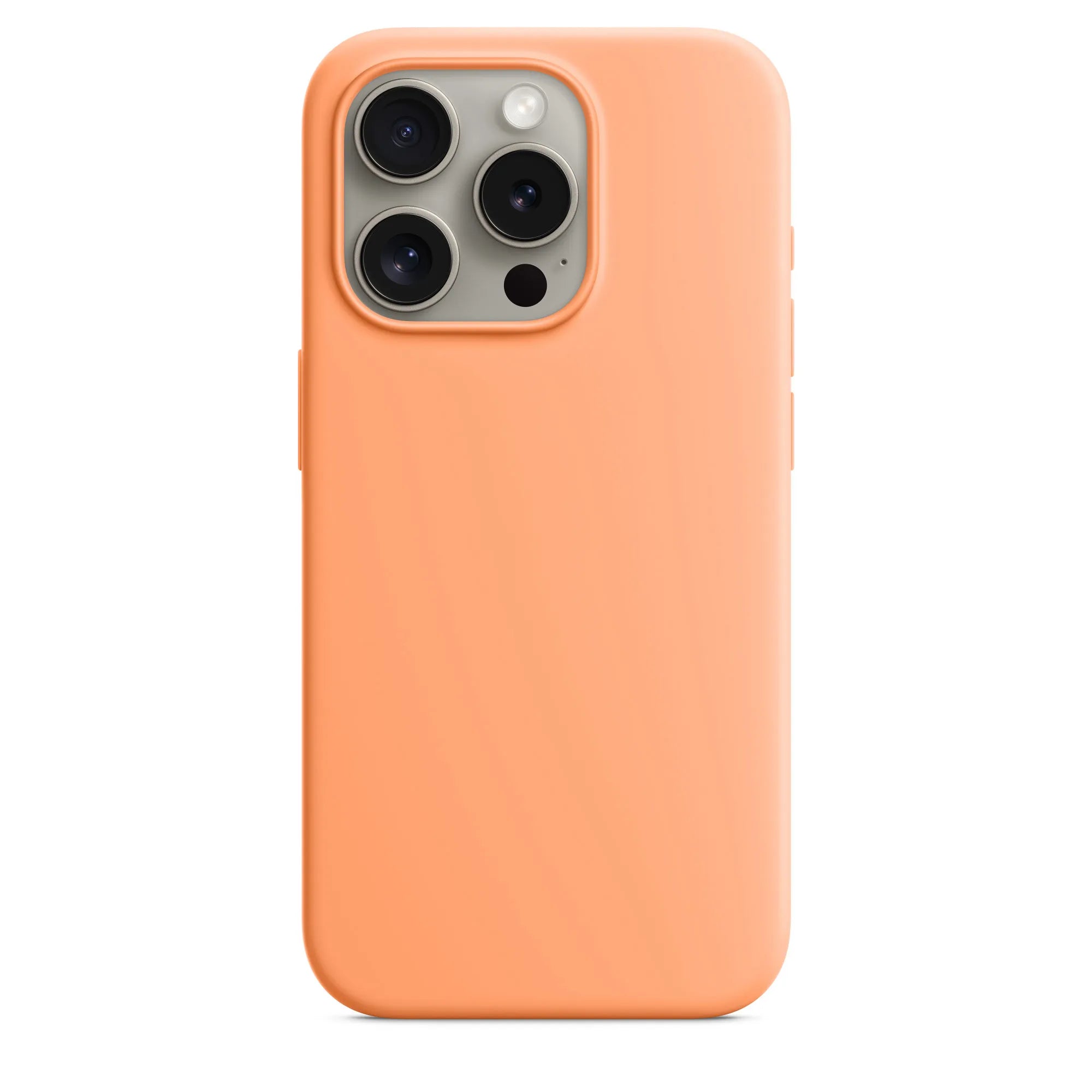 iPhone 15 Pro silicone case with MagSafe orange