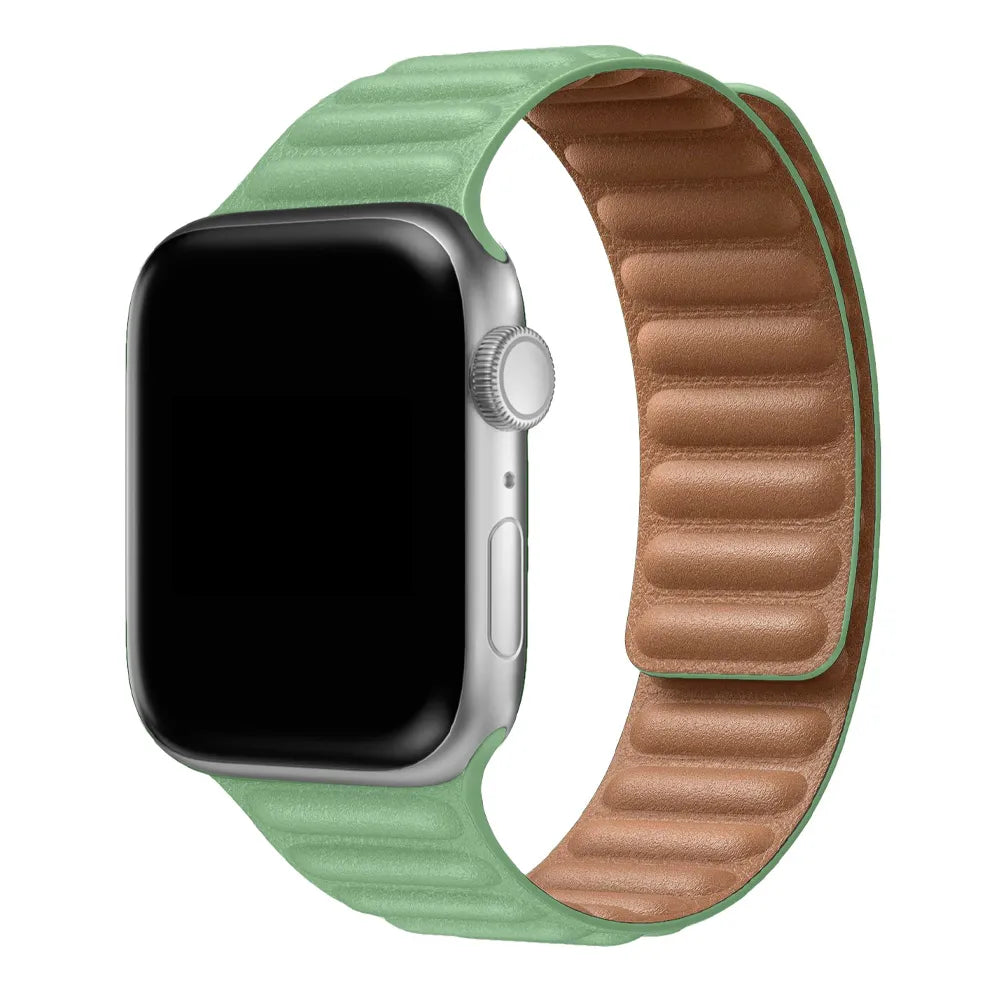 Apple Watch leather link band#color_ice green