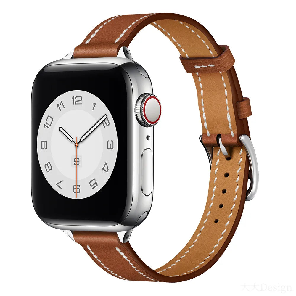 slim Apple Watch leather band#color_brown