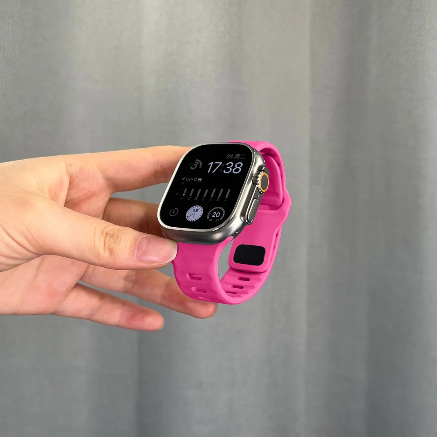 waterproof Apple Watch silicone band#color_barbie pink