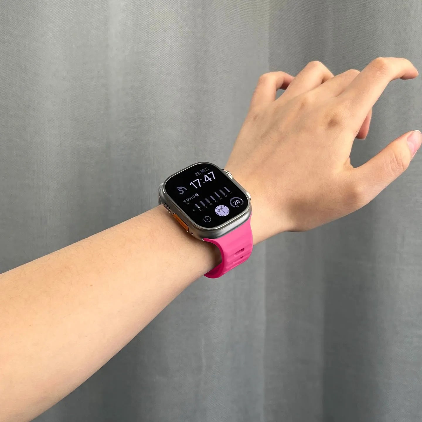 waterproof Apple Watch silicone band#color_barbie pink