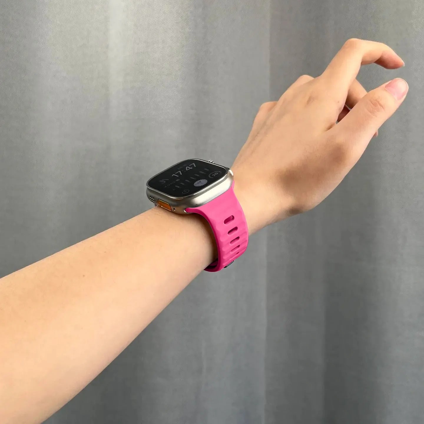 waterproof Apple Watch silicone band#color_barbie pink