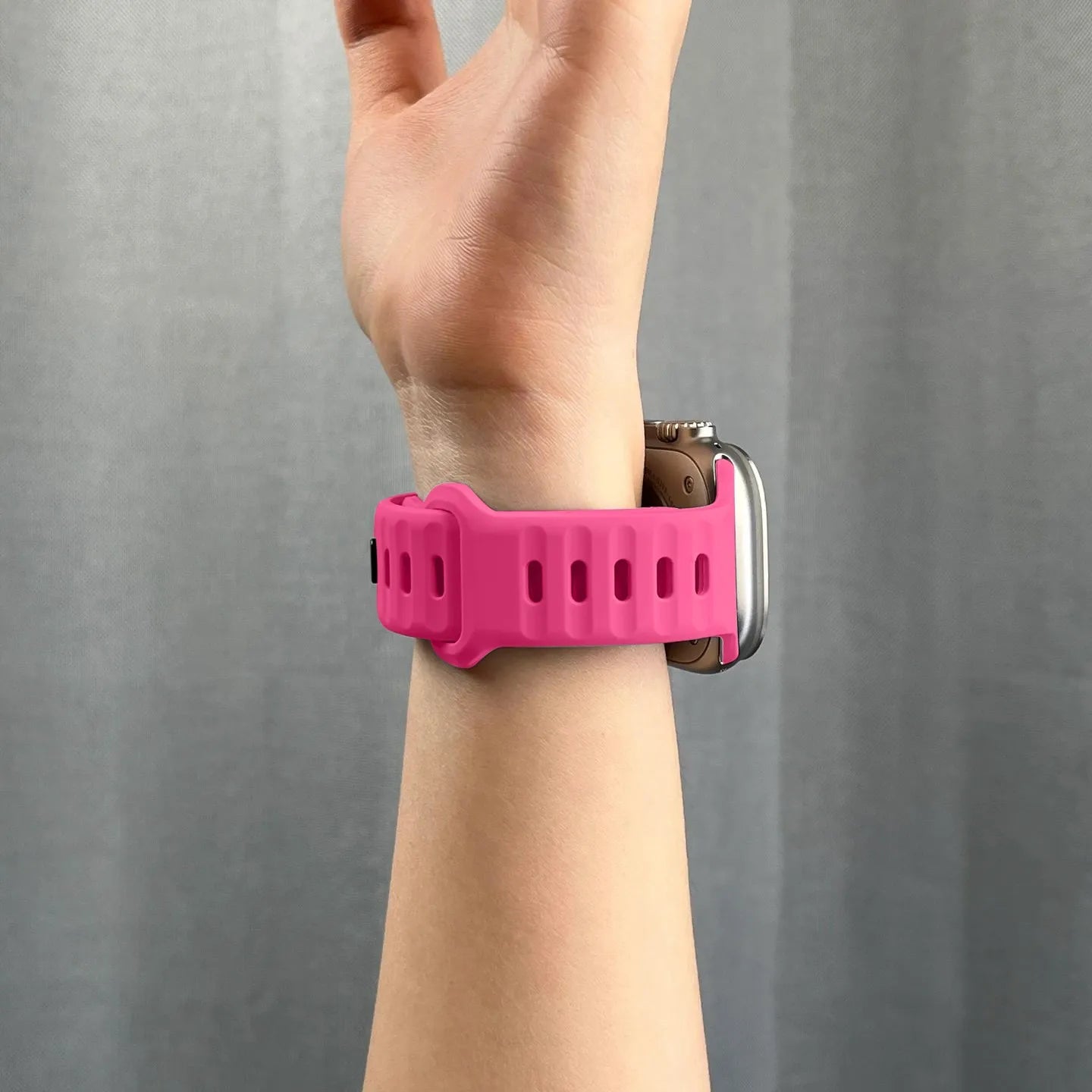 waterproof Apple Watch silicone band#color_barbie pink