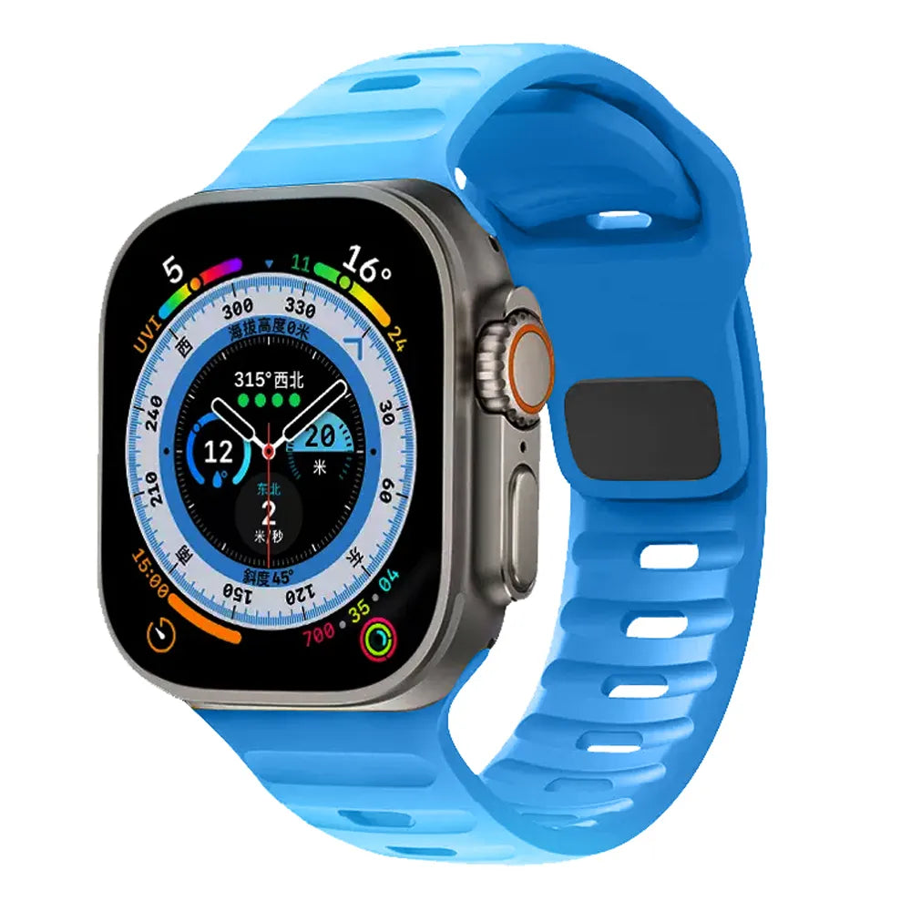 waterproof Apple Watch silicone band#color_Electric Blue
