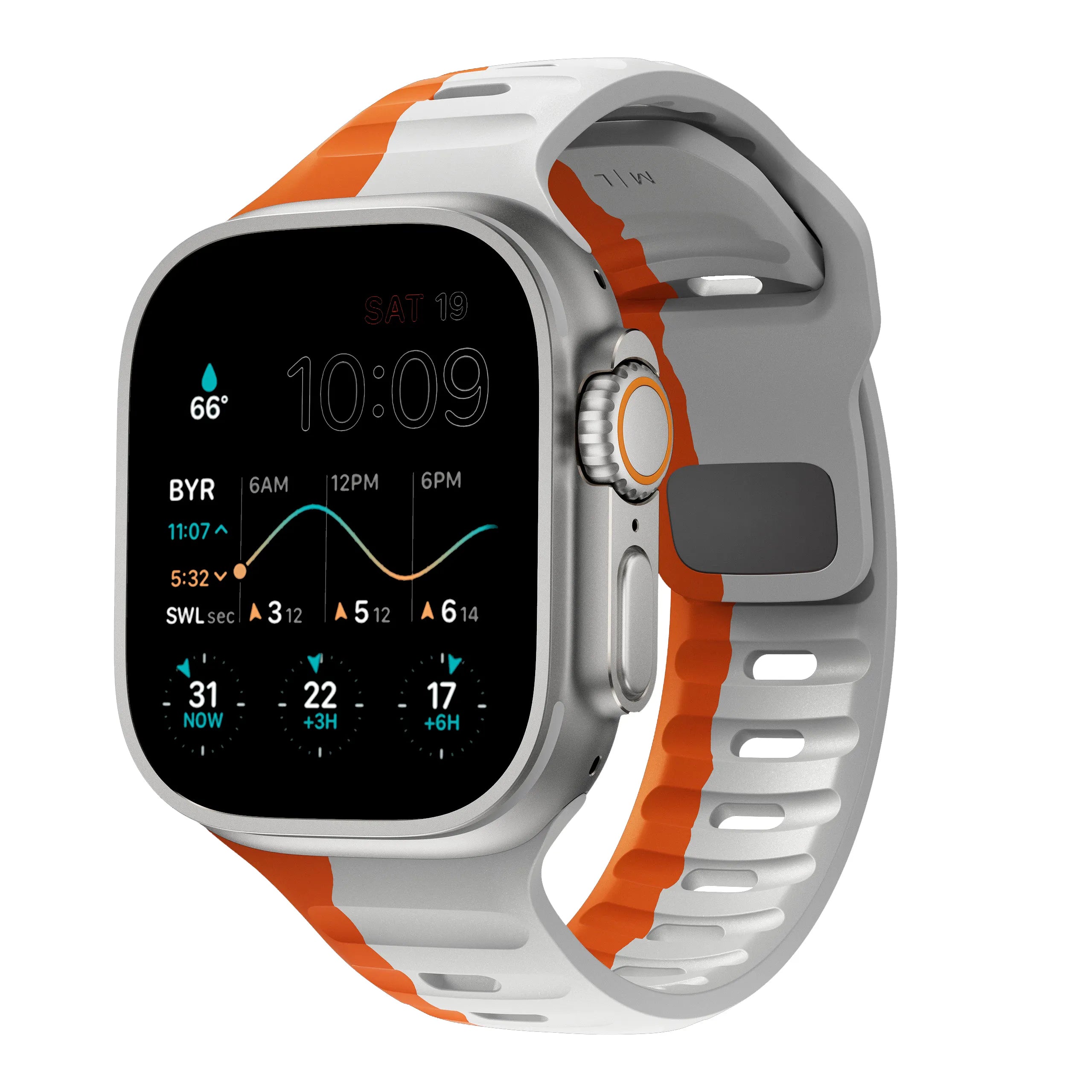 Apple Watch silicone strap#color_orange/gray