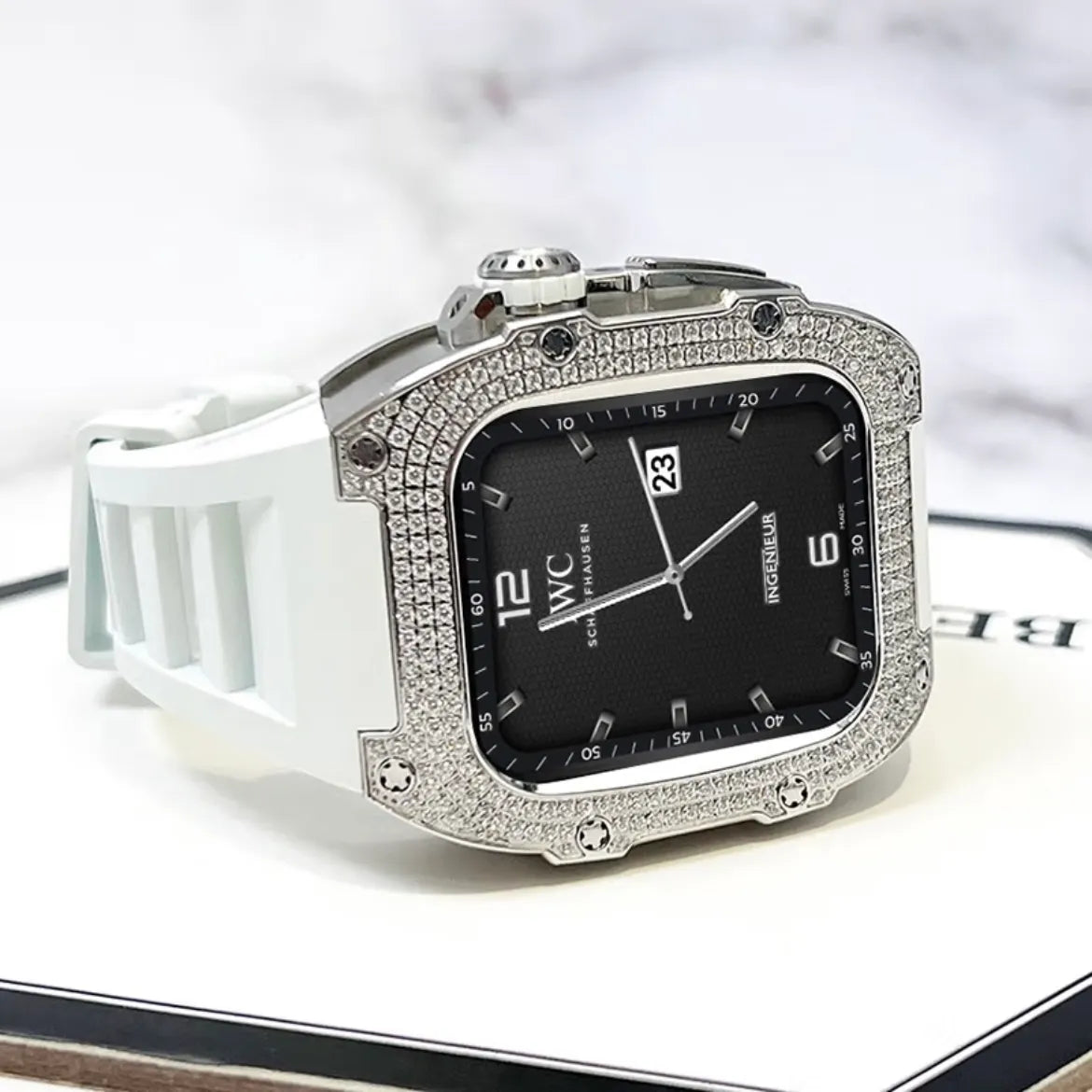 Diamond Stainless Steel Apple Watch Case Retrofit Kit