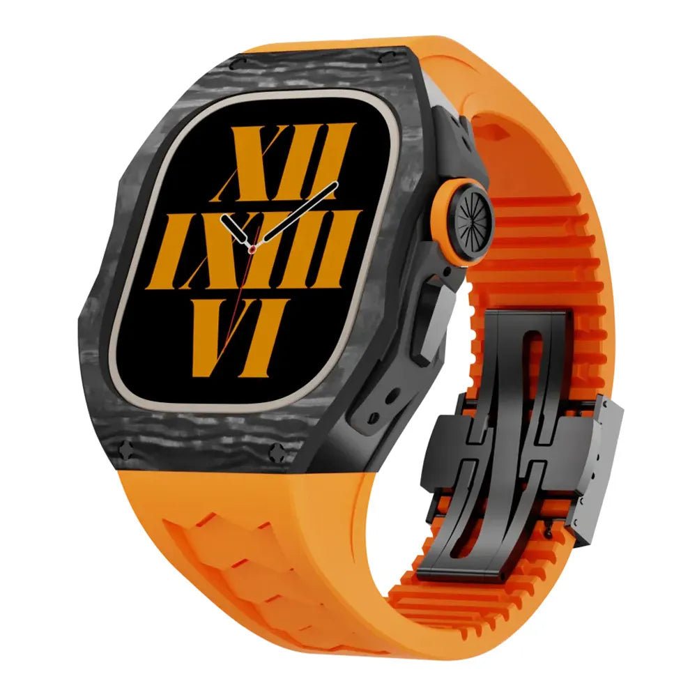 Carbon fiber Apple Watch Ultra case retrofit kit - orange#color_orange