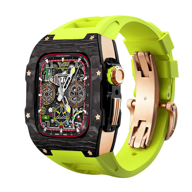 carbon fiber Apple Watch case - neon green#color_neon green