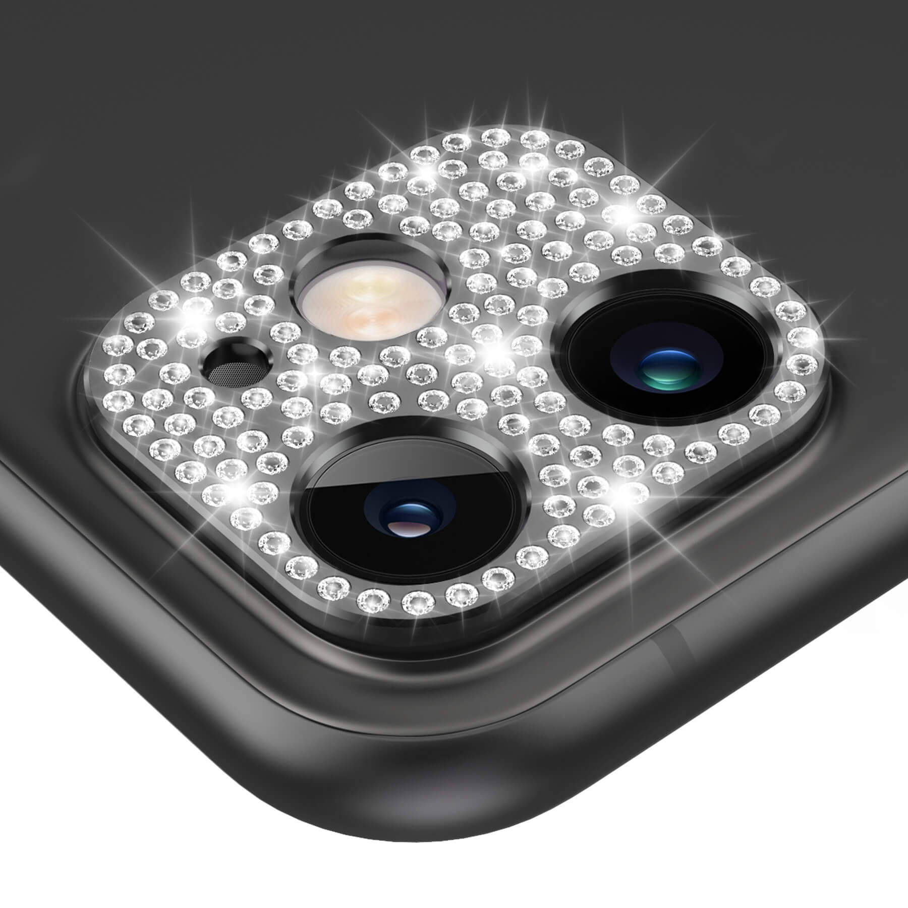 bling diamond iPhone 11 camera lens protector - black