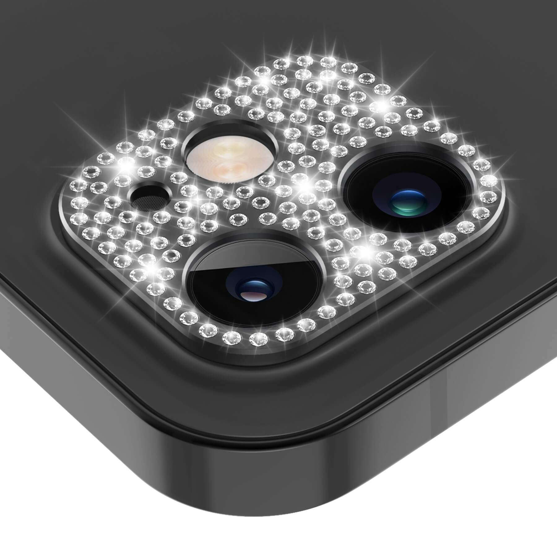 bling diamond iPhone 12 camera lens protector -black