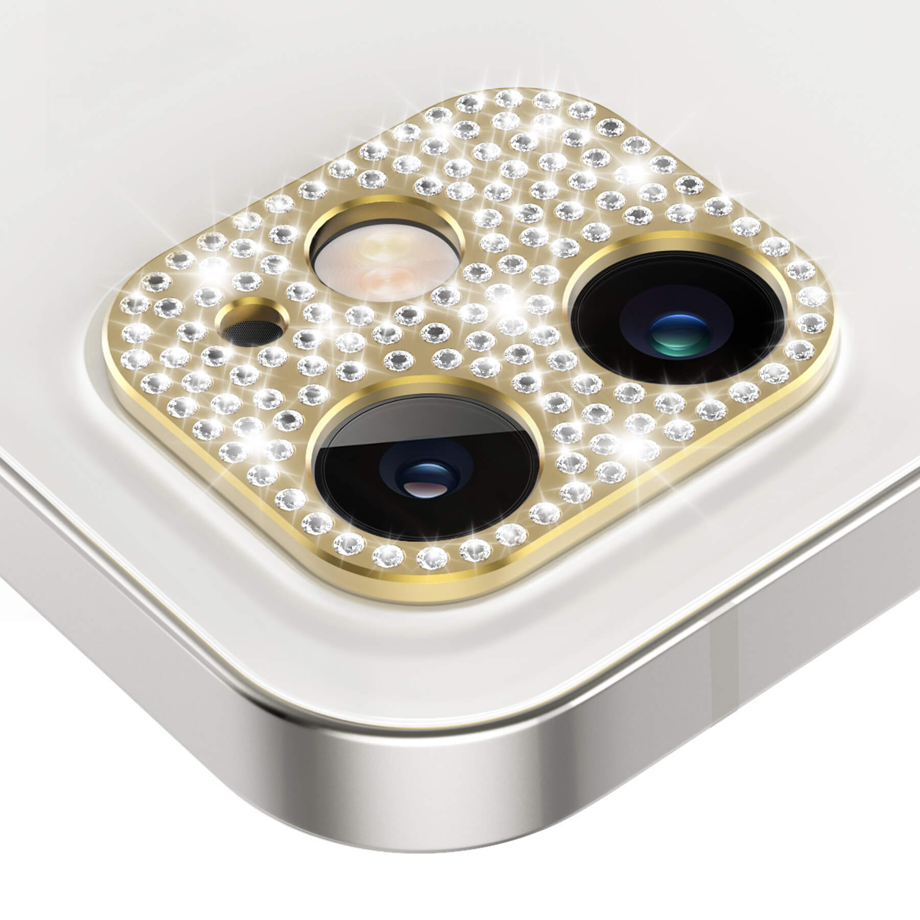 bling diamond iPhone 12 camera lens protector - gold