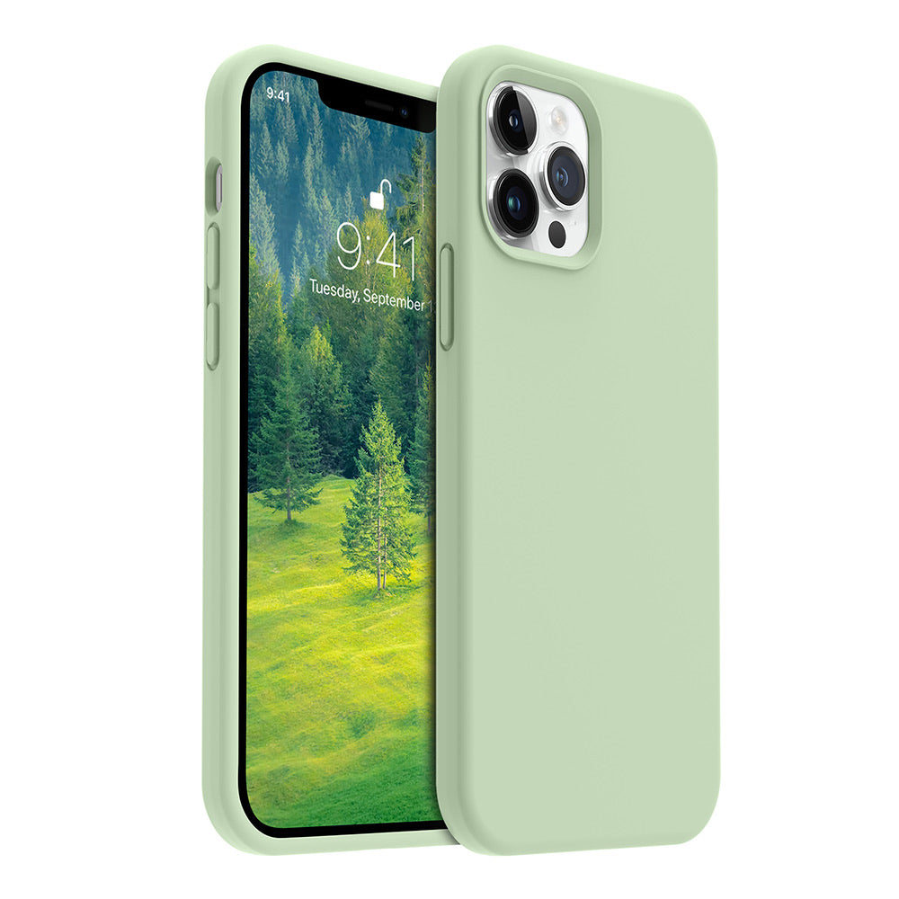 iPhone 12 Pro Max silicone case - pale green#color_pale green