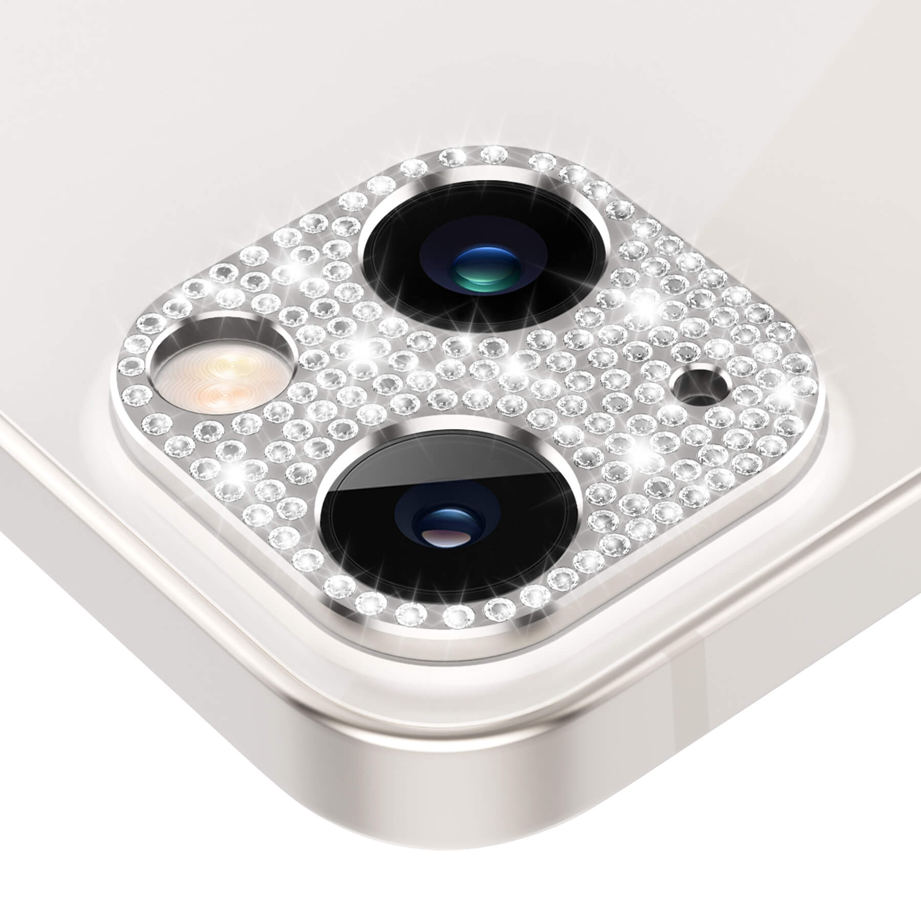 bling diamond iPhone 13 camera lens protector - sliver