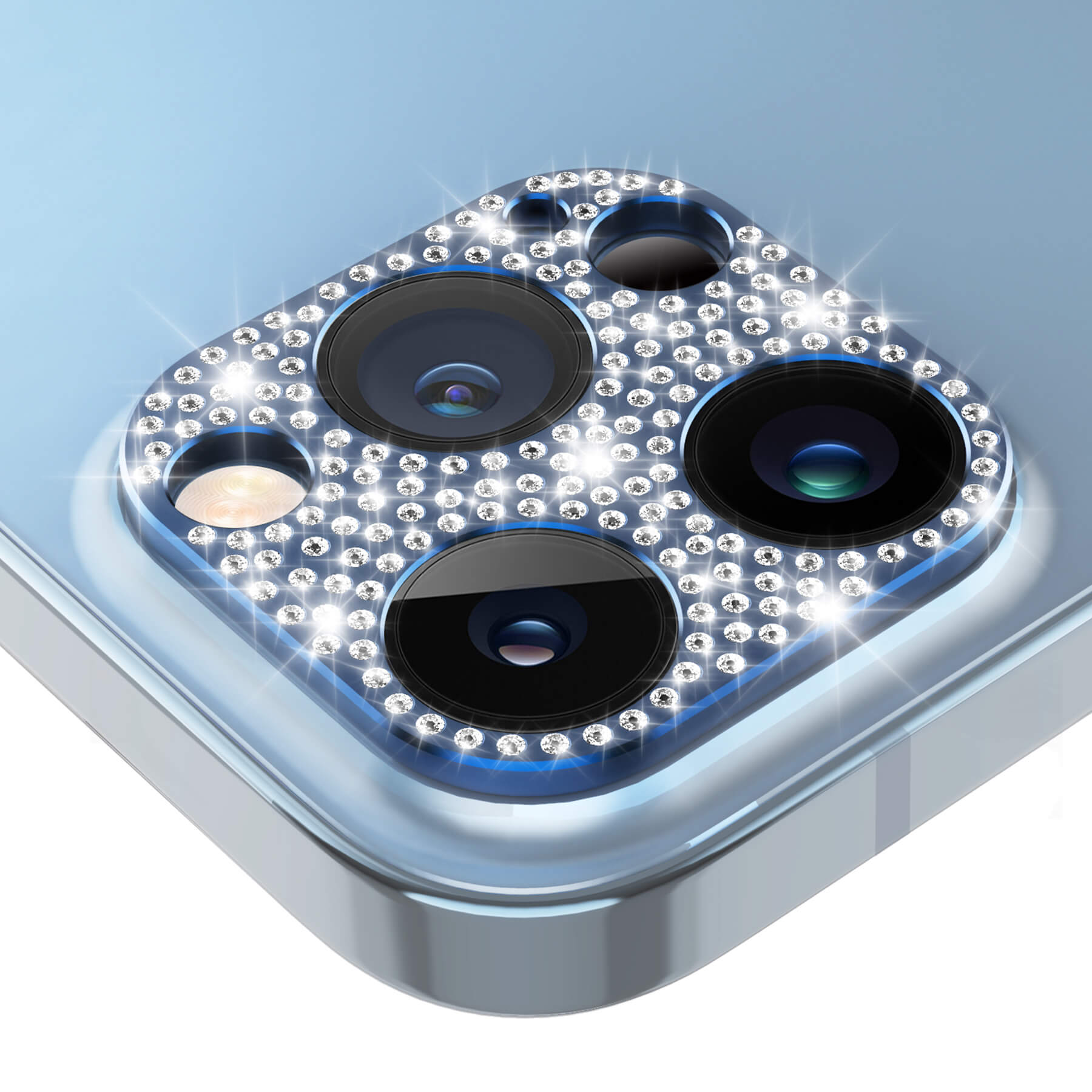 iPhone 13 Pro Max camera lens protector - diamond sea blue
