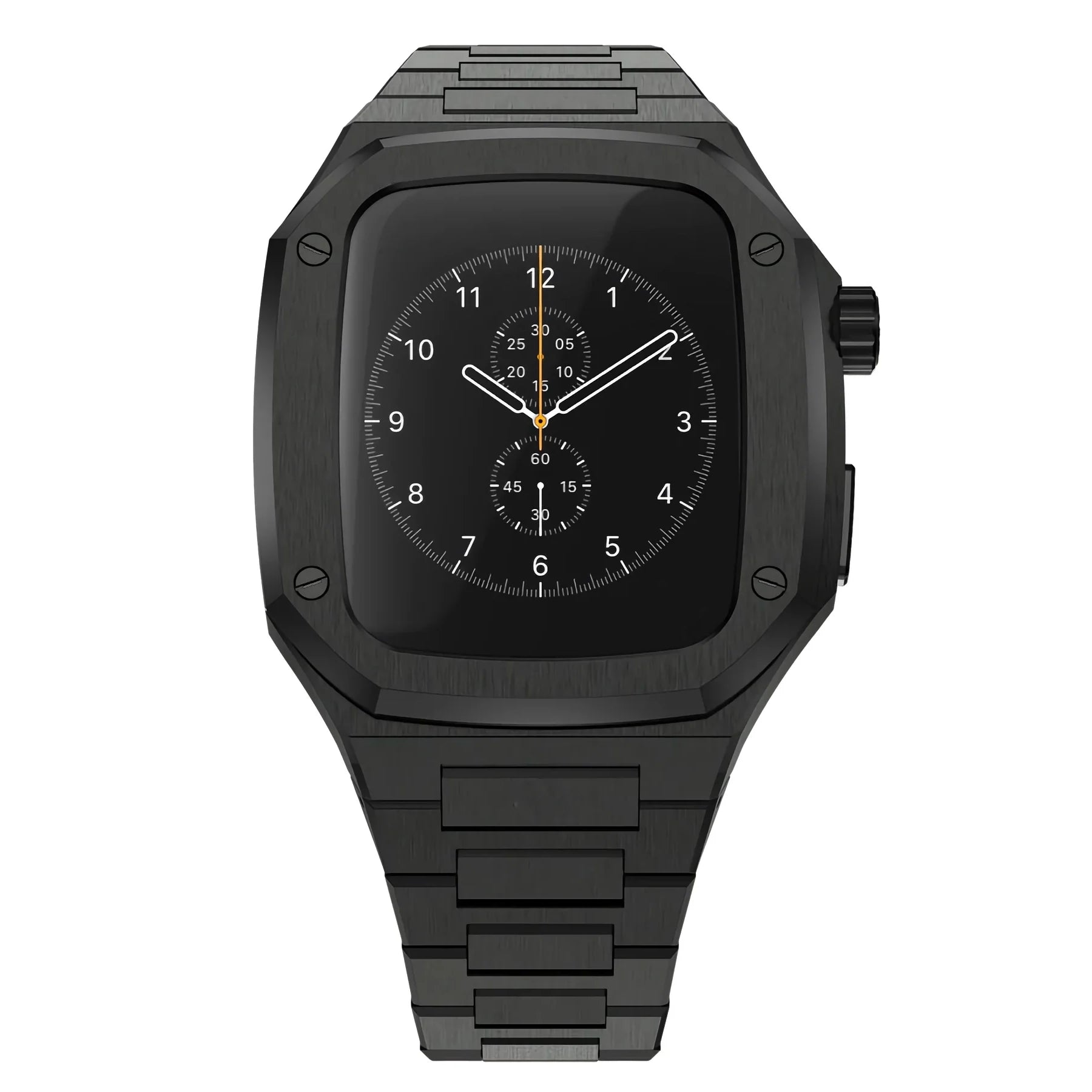 luxury Apple Watch case stainless steel band#color_black